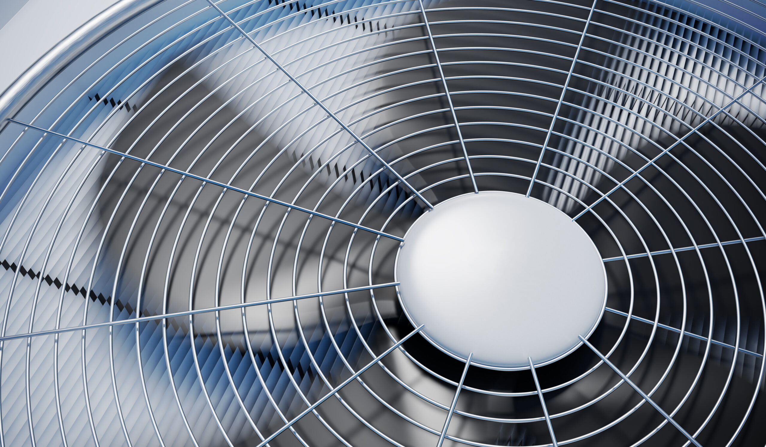 Air conditioner condenser fan up close