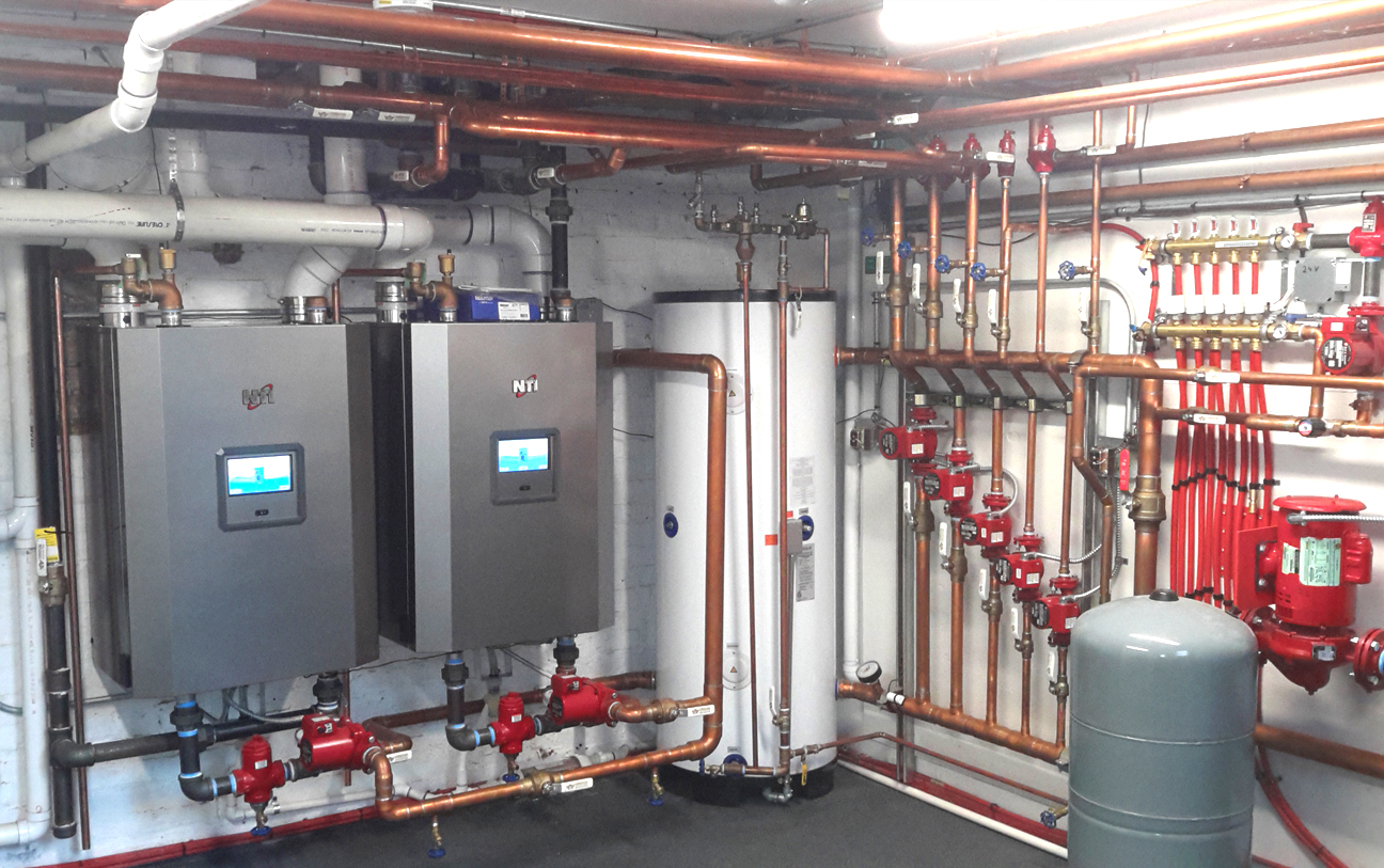 boiler heating room in basement of building