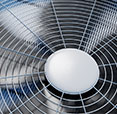 Upclose image of HVAC condenser unit fan